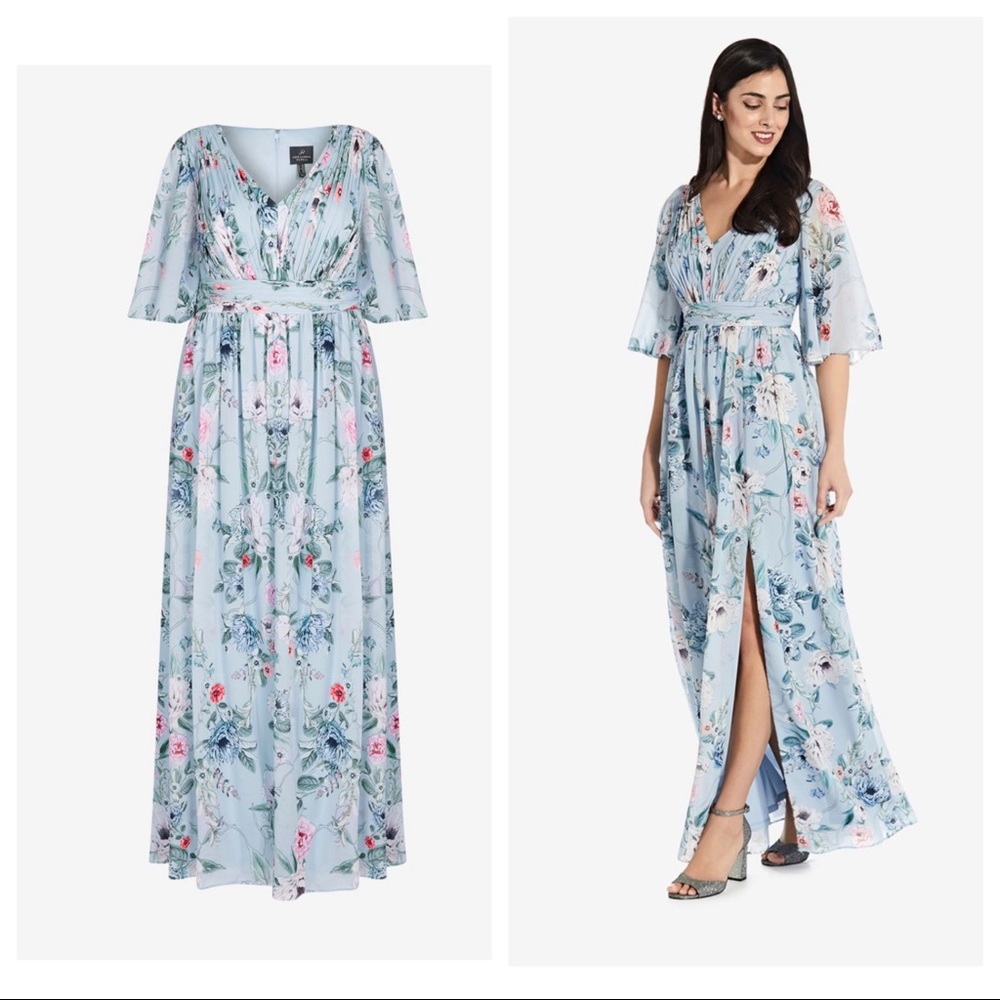 🆕ADRIANNA PAPELL floral pleated dress Sz 16W